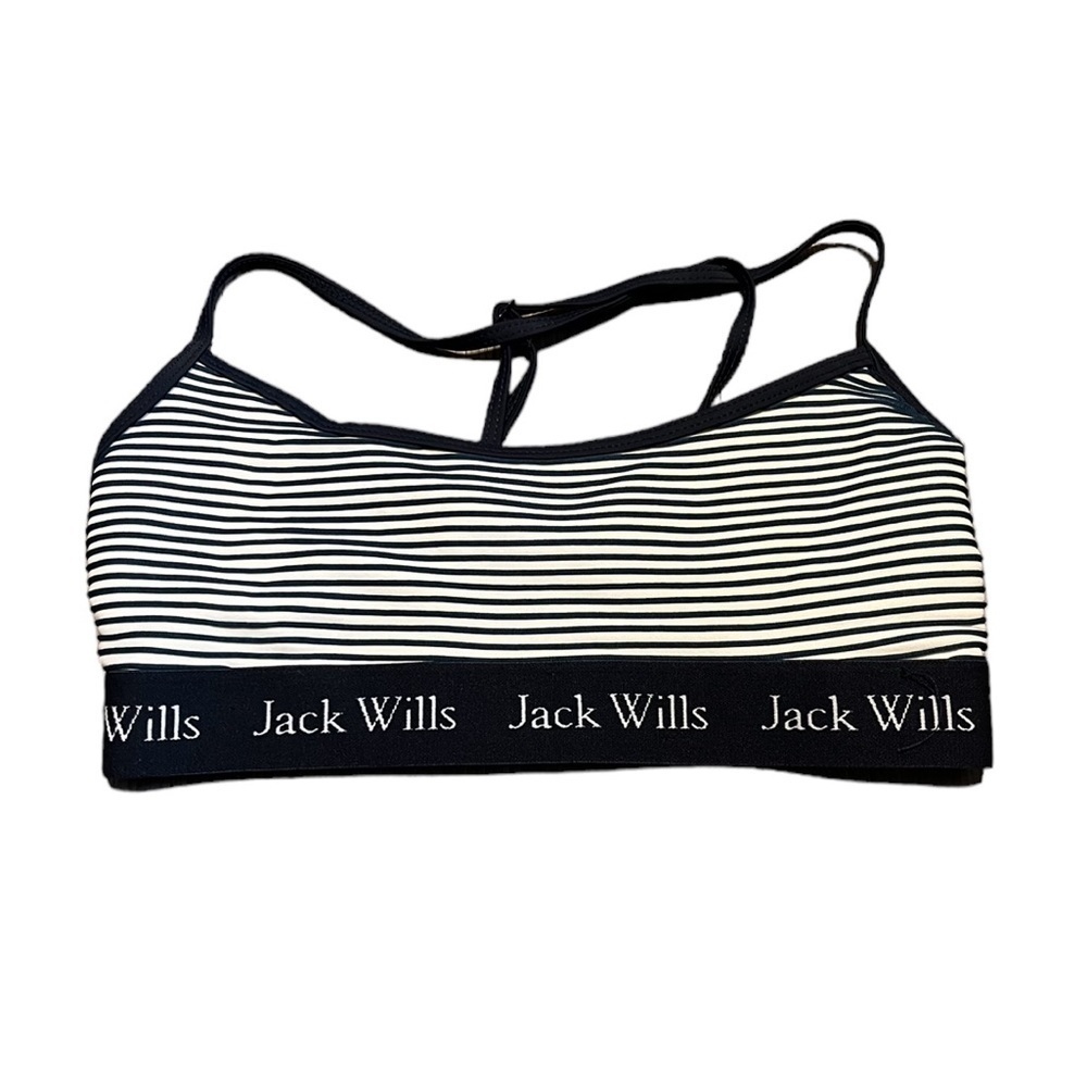 JACK WILLS Crop Bikini Top Navy and White Stripe Ladies Size 4